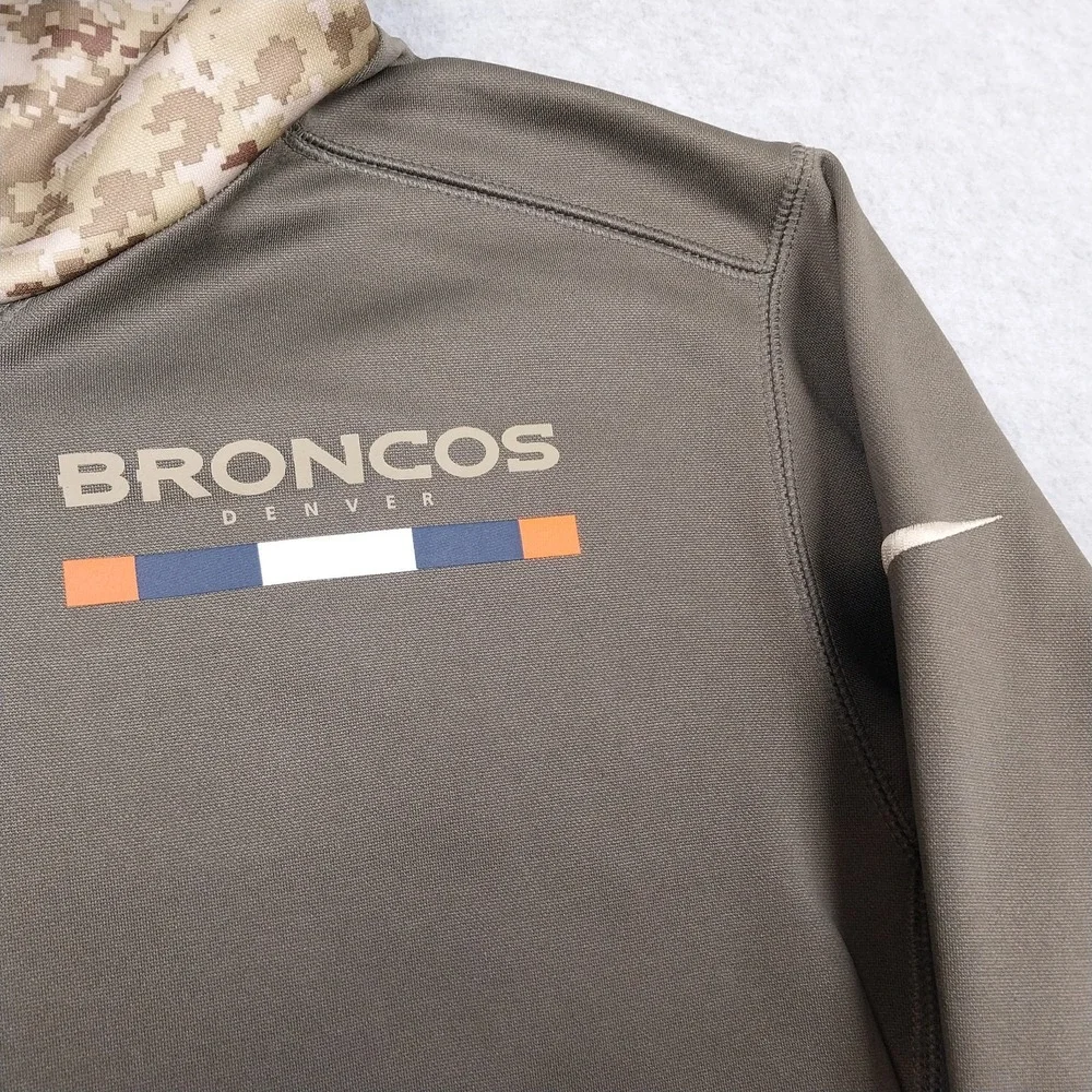 Denver Broncos Hoodie Mens Medium Green Nike Salute To Service Camo Patches